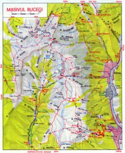 Harta traseelor din Bucegi